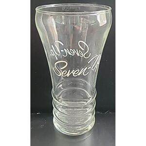1950's Vintage Seven-Up Soda Fountain‎ Glass 7 UP White Lettering Script Cursive